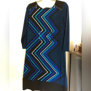 Women’s dress, fully lined. Black and blue.
